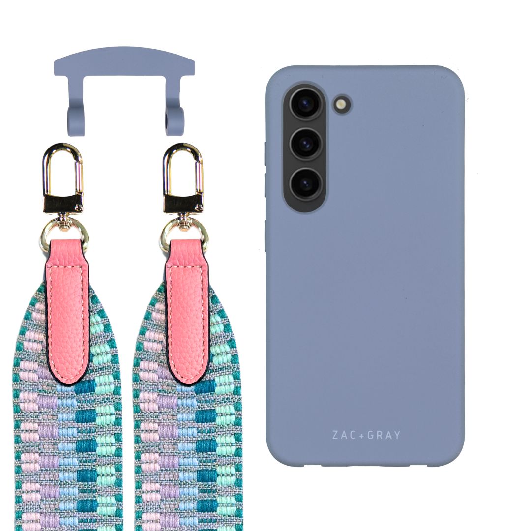 Samsung S23 Plus BLUE FOG CASE + PATTERNED STRAP