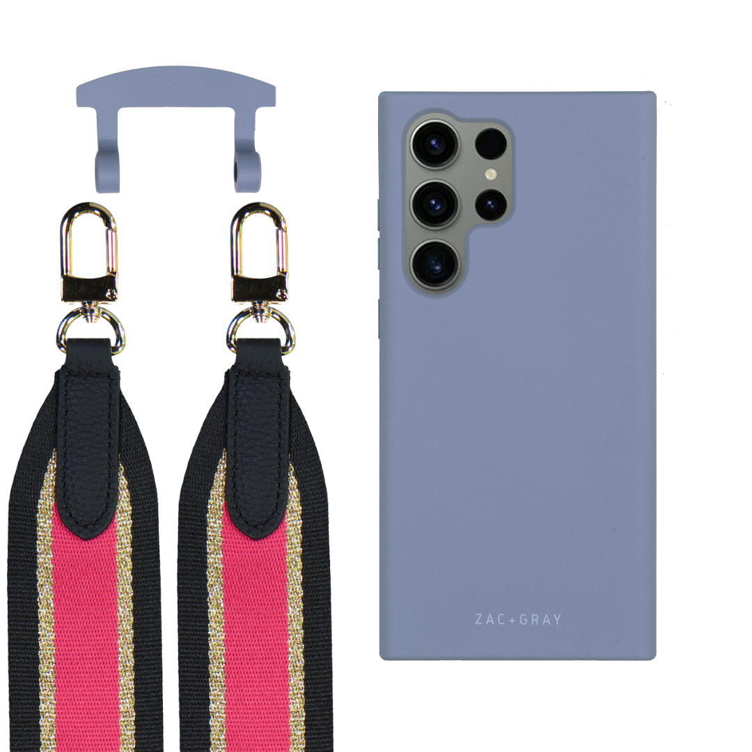 Samsung S25 Ultra BLUE FOG CASE + PATTERNED STRAP