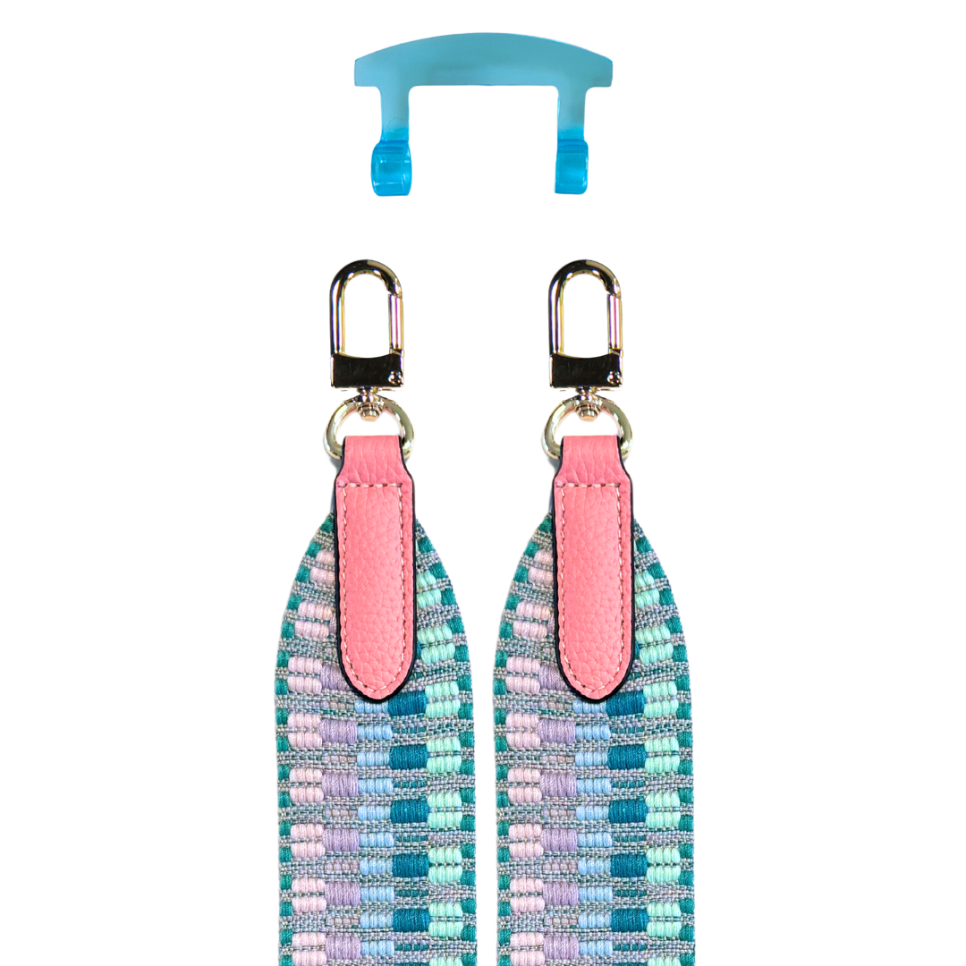 PATTERNED STRAP + AQUAMARINE TRANSPARENT HOOK