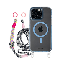 iPhone 16 Pro Max SKY BLUE TRANSPARENT CASE + KNOTTED CORD