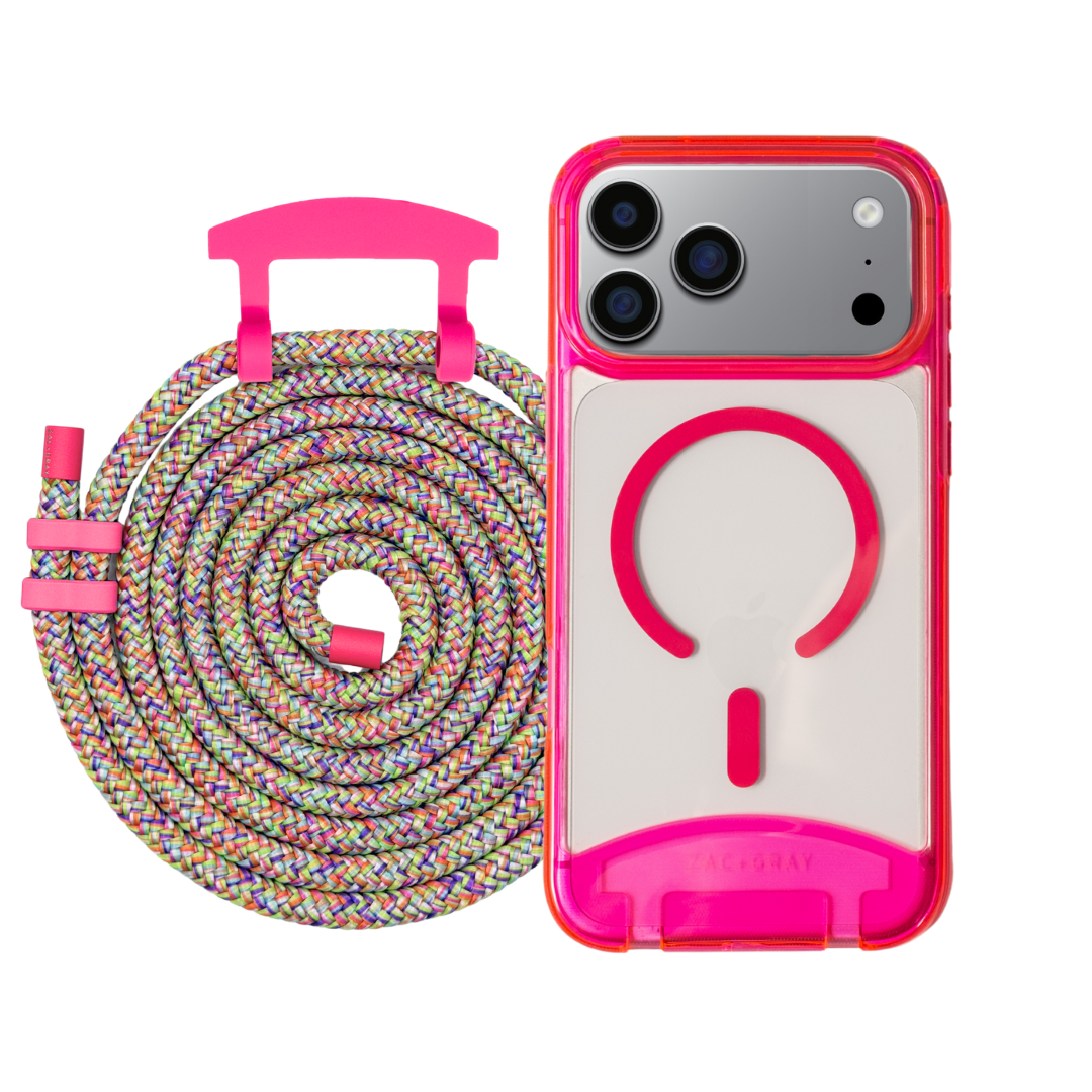 iPhone 17 Pro HOT PINK TRANSPARENT CASE + CORD