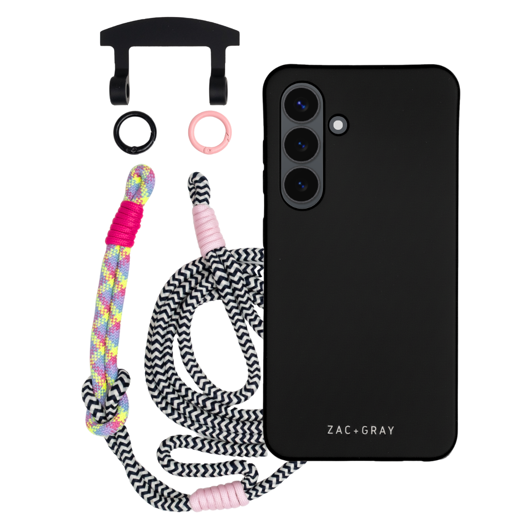 Samsung S23 Plus MIDNIGHT BLACK CASE + KNOTTED CORD