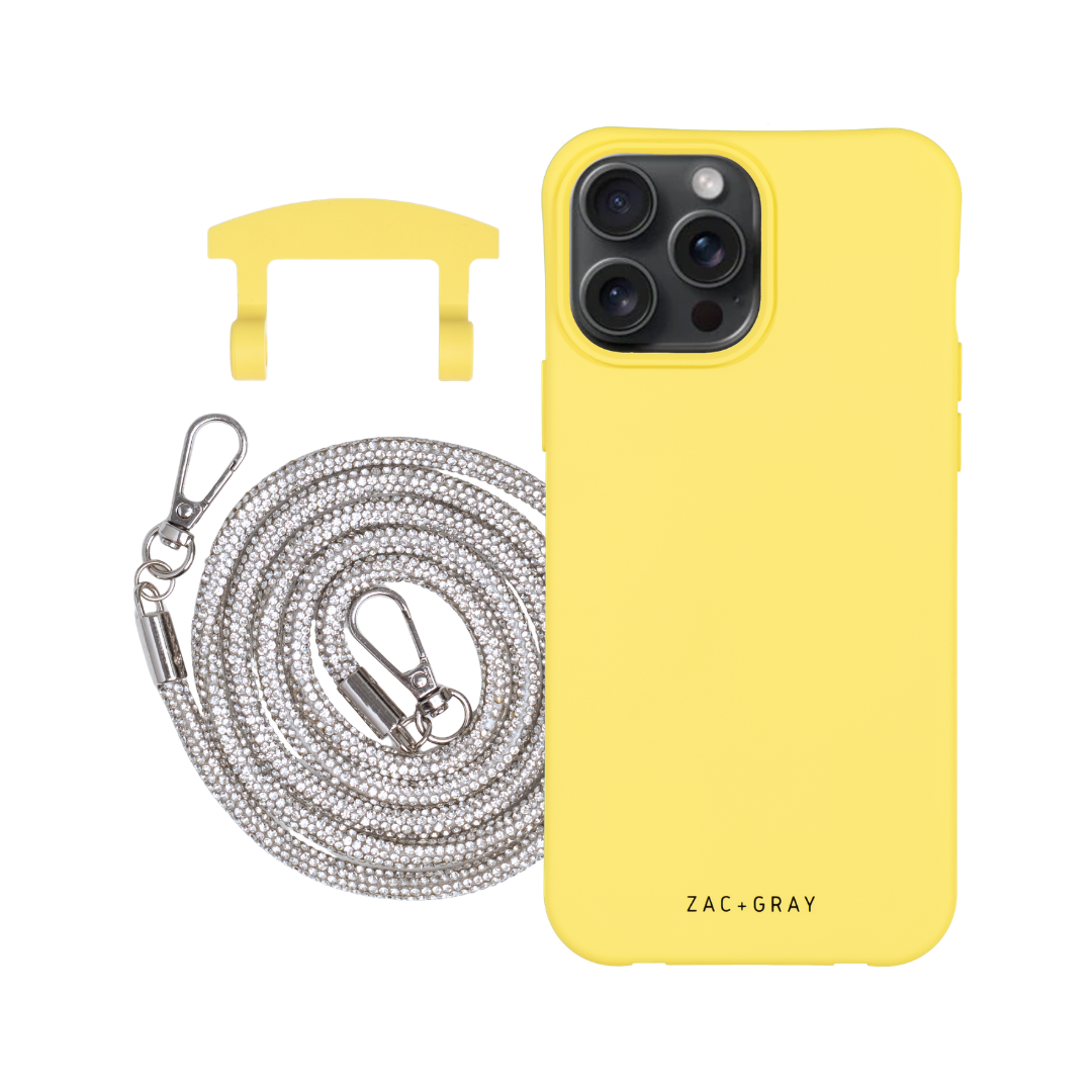 iPhone 6 / 6s / 7 / 8 / SE (2020 & 2022) SUNSHINE YELLOW CASE + CRYSTAL CORD
