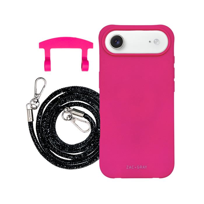 iPhone 17 Air HOT PINK CASE + CRYSTAL CORD