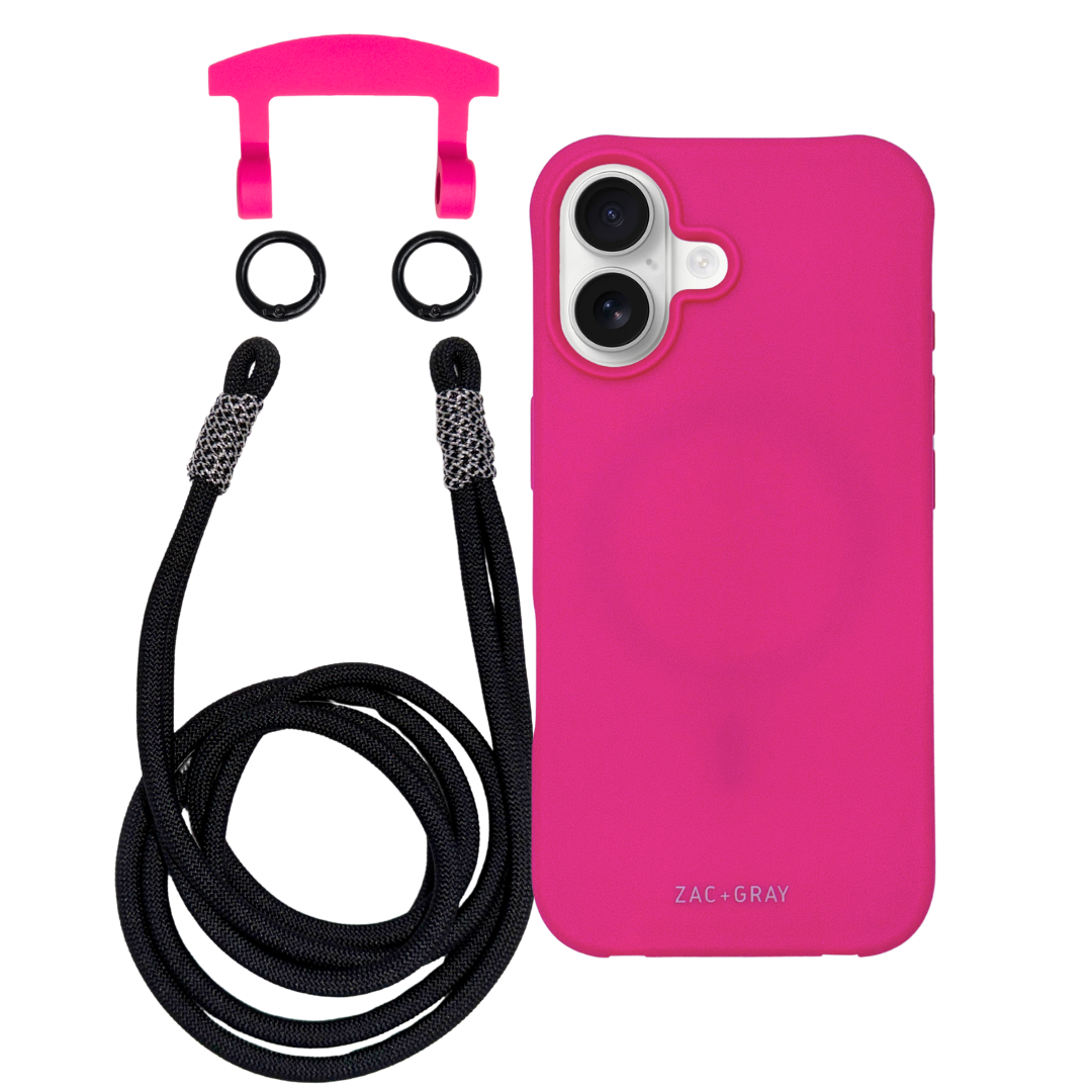 iPhone 17 HOT PINK CASE + KNOTTED CORD