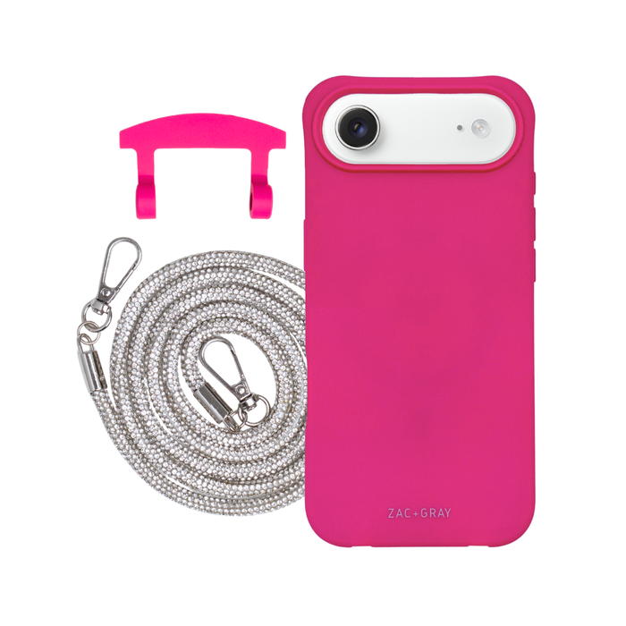 iPhone 17 Air HOT PINK CASE + CRYSTAL CORD