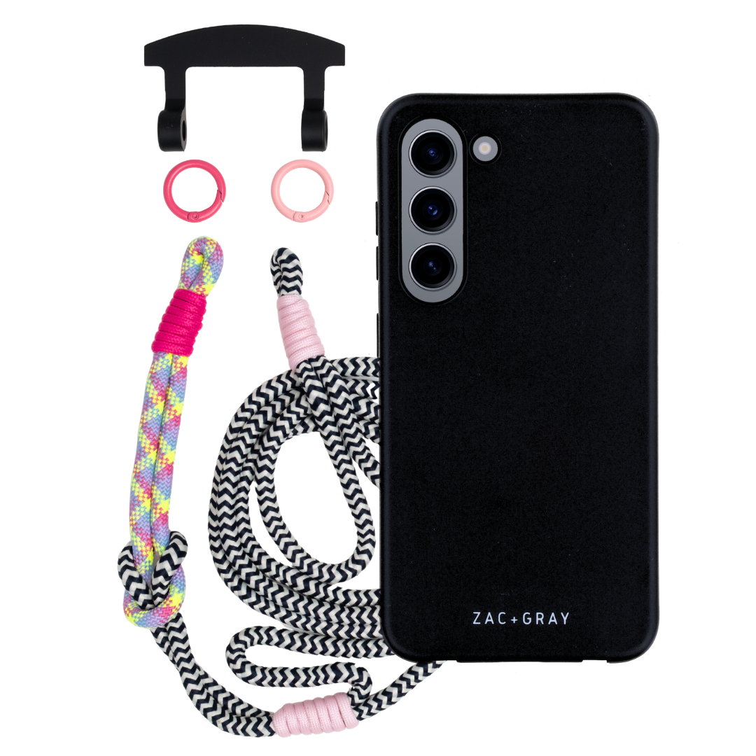 Samsung S23 MIDNIGHT BLACK CASE + KNOTTED CORD