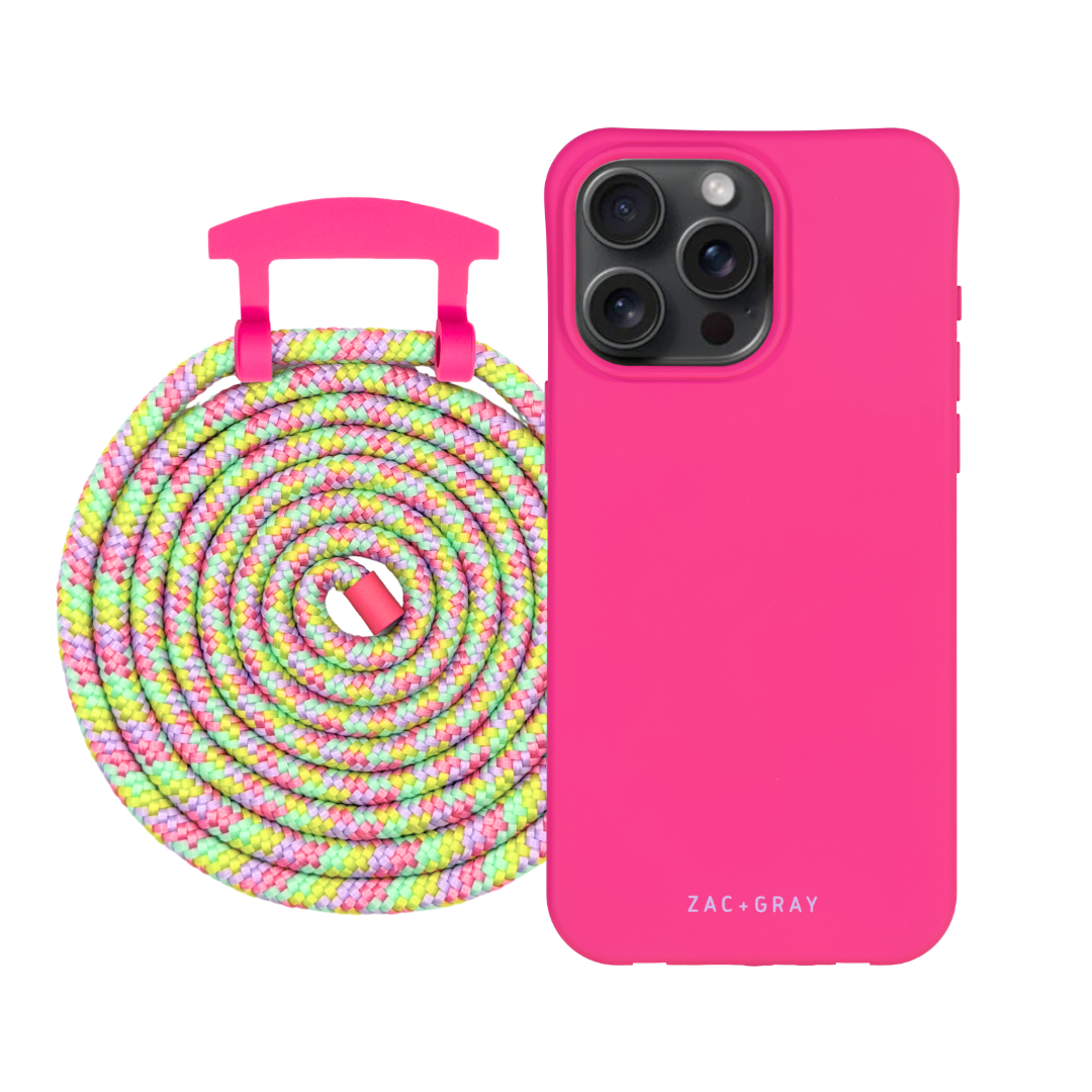 iPhone 12 and 12 Pro HOT PINK CASE + CORD