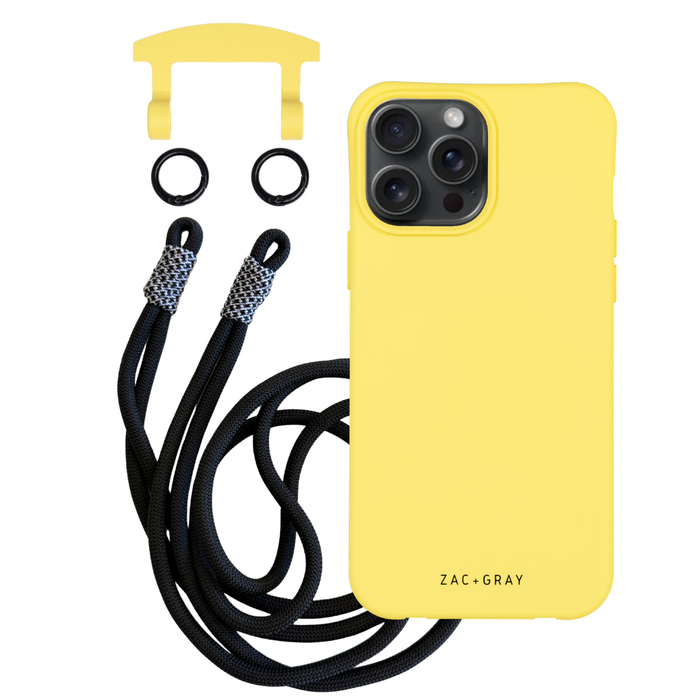 iPhone 6 Plus / 6s Plus / 7 Plus / 8 Plus SUNSHINE YELLOW CASE + KNOTTED CORD