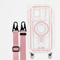 POWDER PINK TRANSPARENT CASE WITH STRAP - MAGSAFE