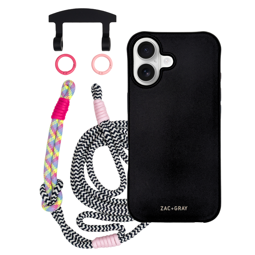 iPhone 17 MIDNIGHT BLACK CASE + KNOTTED CORD