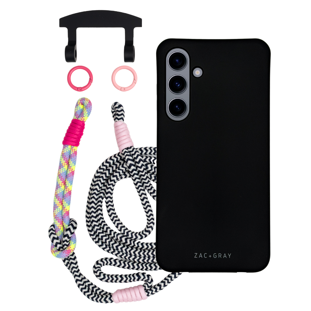 Samsung S24 MIDNIGHT BLACK CASE + KNOTTED CORD