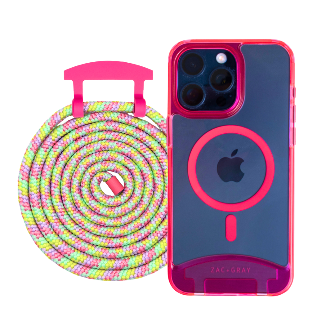 HOT PINK TRANSPARENT CASE WITH CORD - MAGSAFE