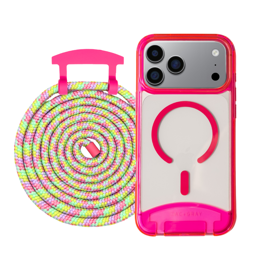 iPhone 17 Pro HOT PINK TRANSPARENT CASE + CORD