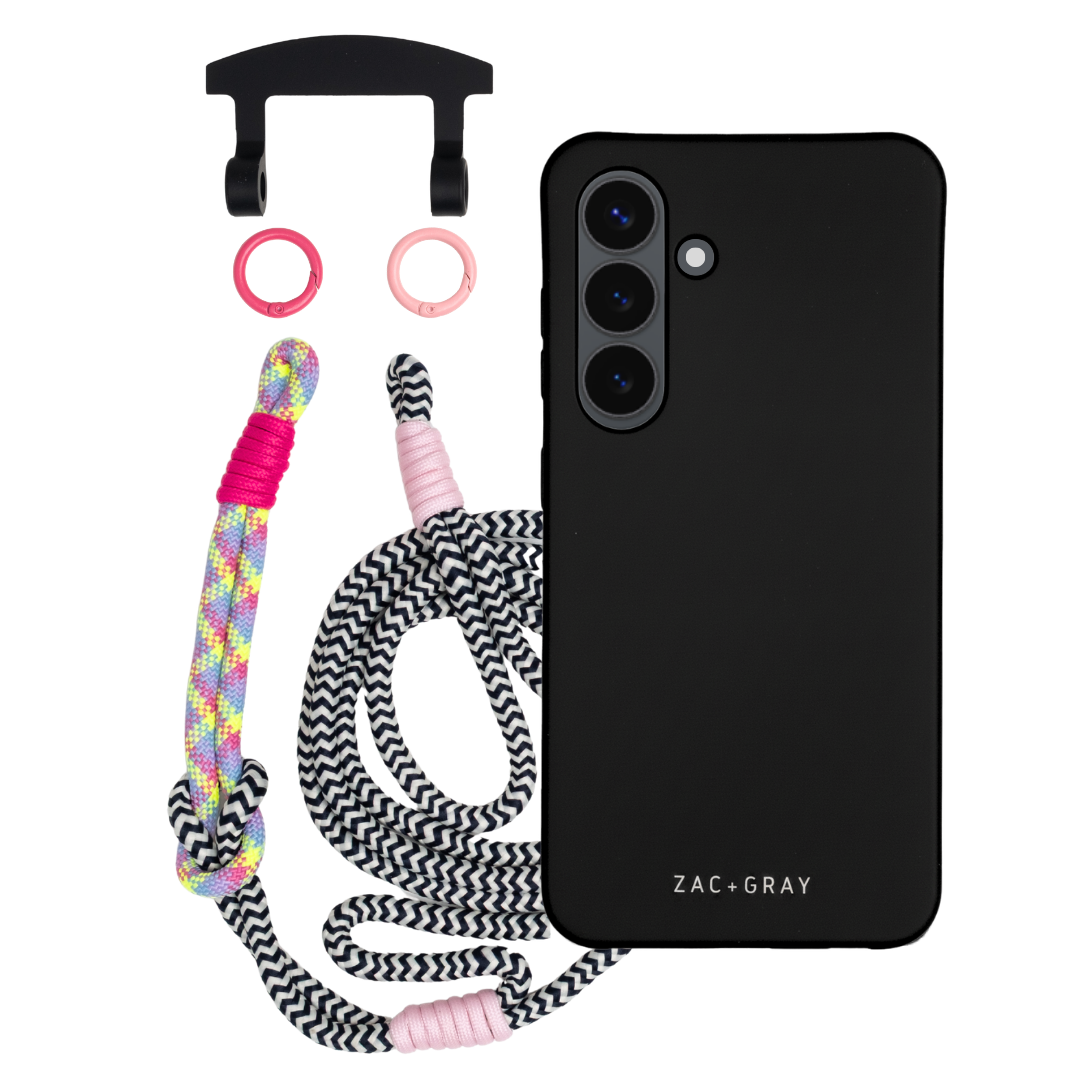 Samsung S23 Plus MIDNIGHT BLACK CASE + KNOTTED CORD