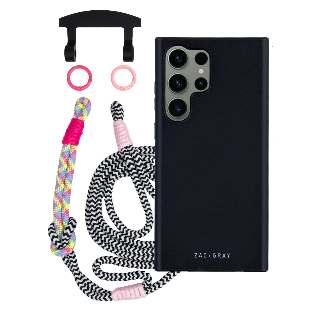 Samsung S25 Ultra MIDNIGHT BLACK CASE + KNOTTED CORD