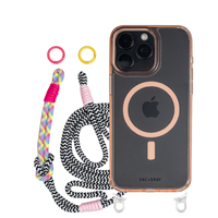 iPhone 16 Plus POWDER PINK TRANSPARENT CASE + KNOTTED CORD