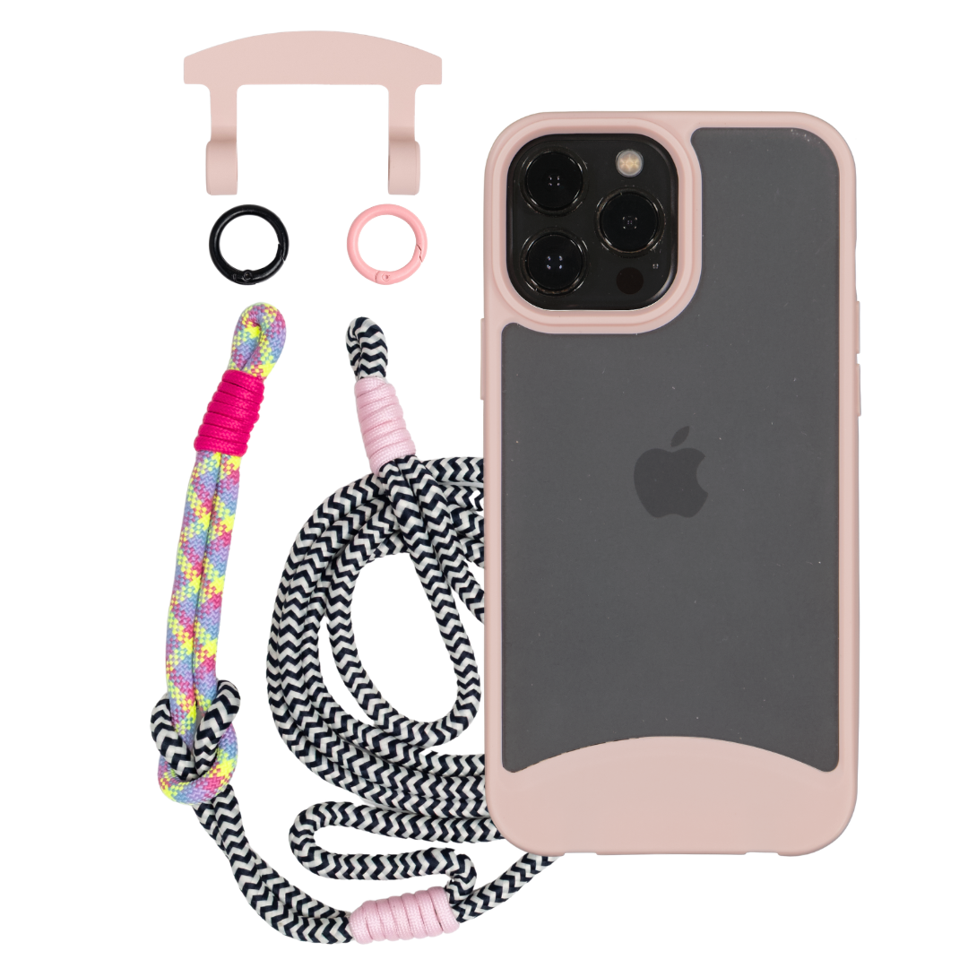 iPhone 12 and 12 Pro FROSTED ROSÉ PINK CASE + KNOTTED CORD