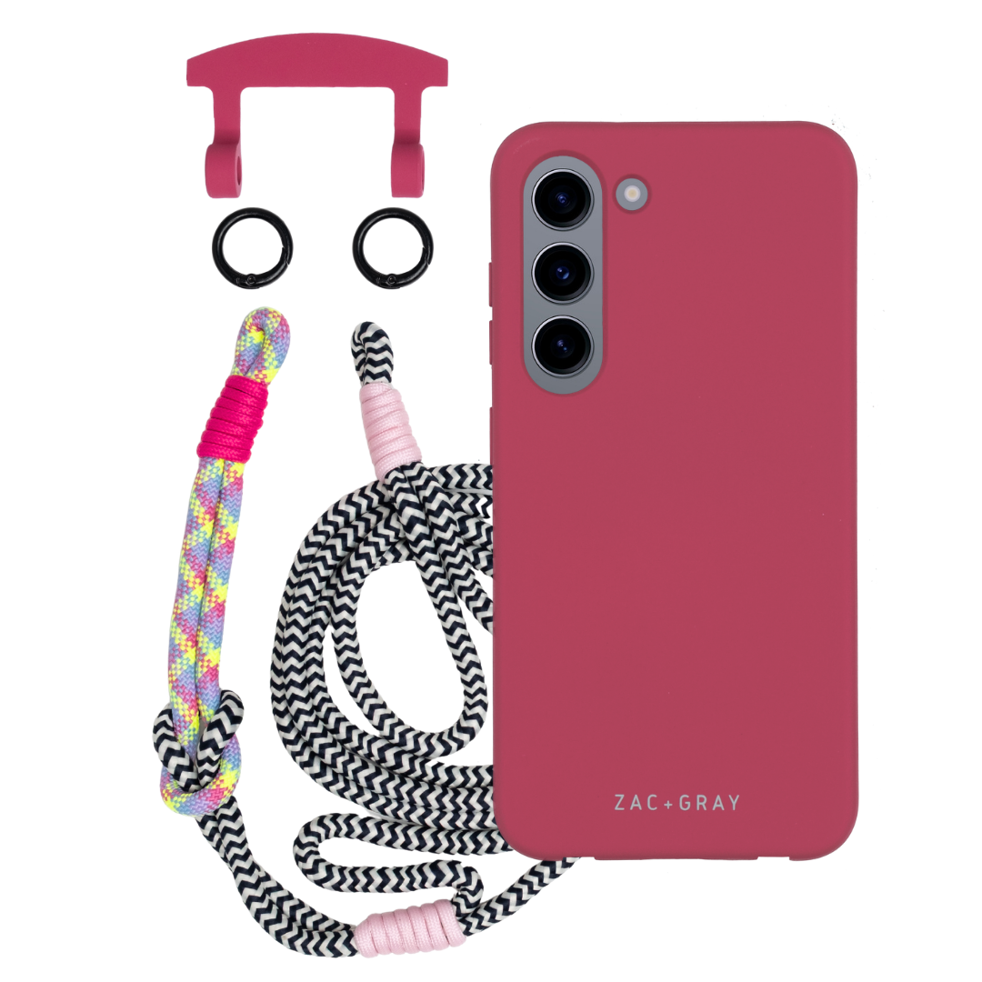 Samsung S23 RASPBERRY RED CASE + KNOTTED CORD