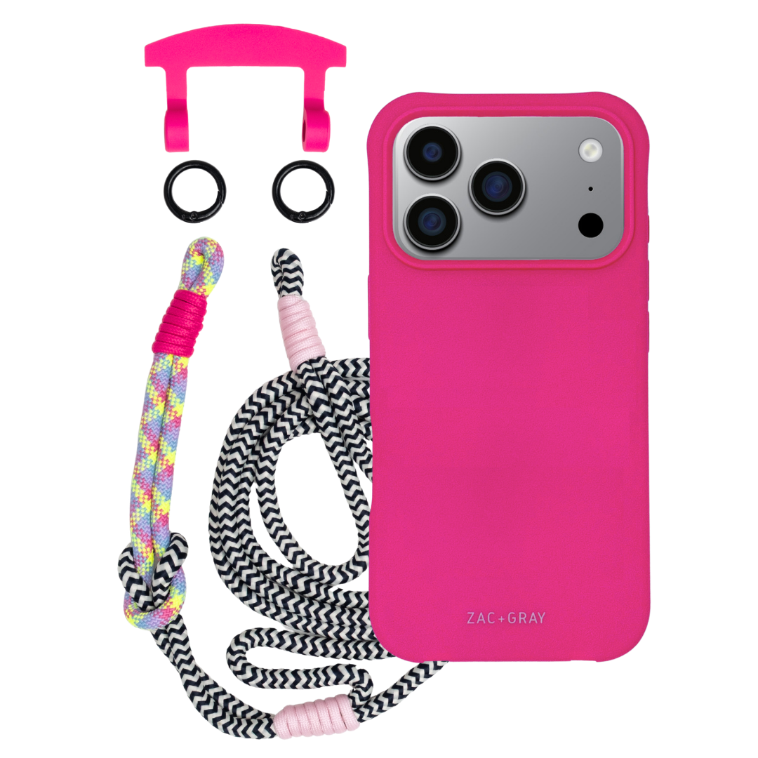 iPhone 17 Pro HOT PINK CASE + KNOTTED CORD