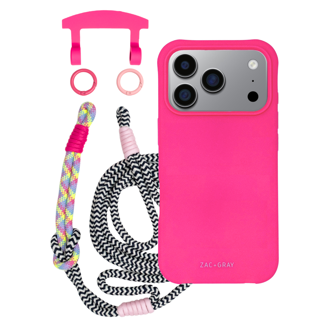 iPhone 17 Pro HOT PINK CASE + KNOTTED CORD