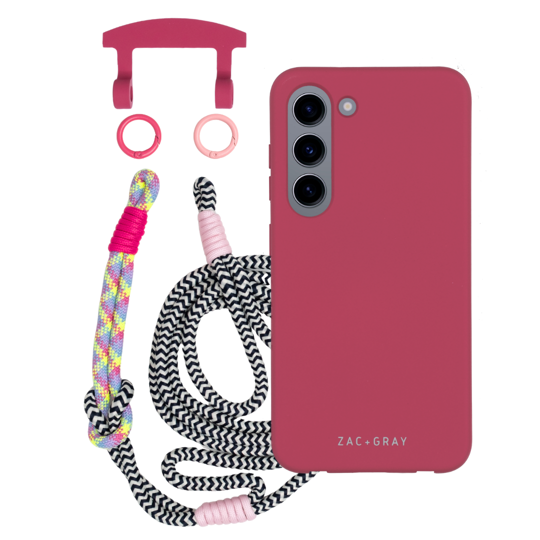 Samsung S23 RASPBERRY RED CASE + KNOTTED CORD