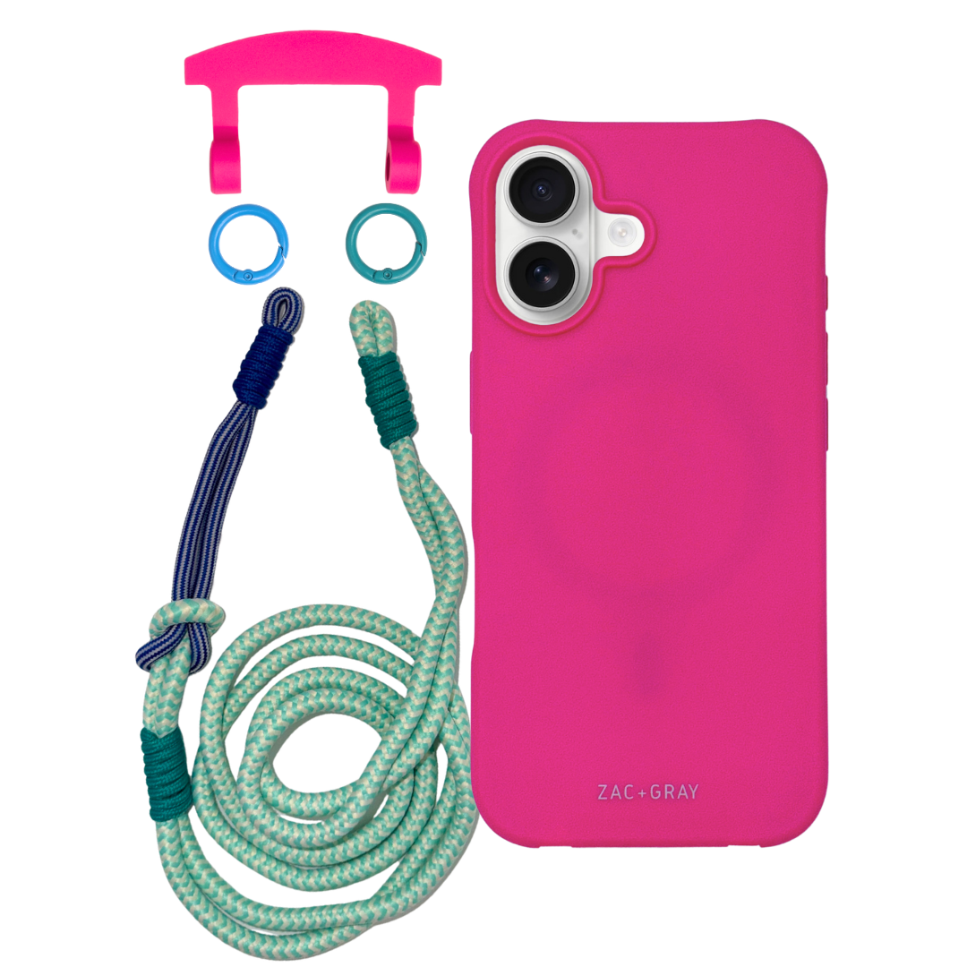 iPhone 17 HOT PINK CASE + KNOTTED CORD