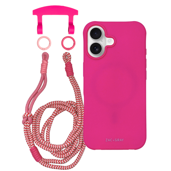 iPhone 17 HOT PINK CASE + KNOTTED CORD