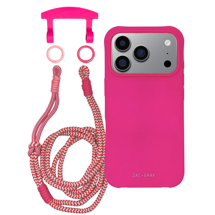 iPhone 17 Pro Max HOT PINK CASE + KNOTTED CORD