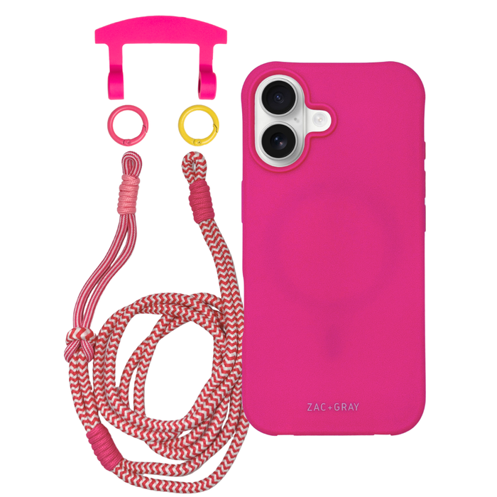 iPhone 17 HOT PINK CASE + KNOTTED CORD
