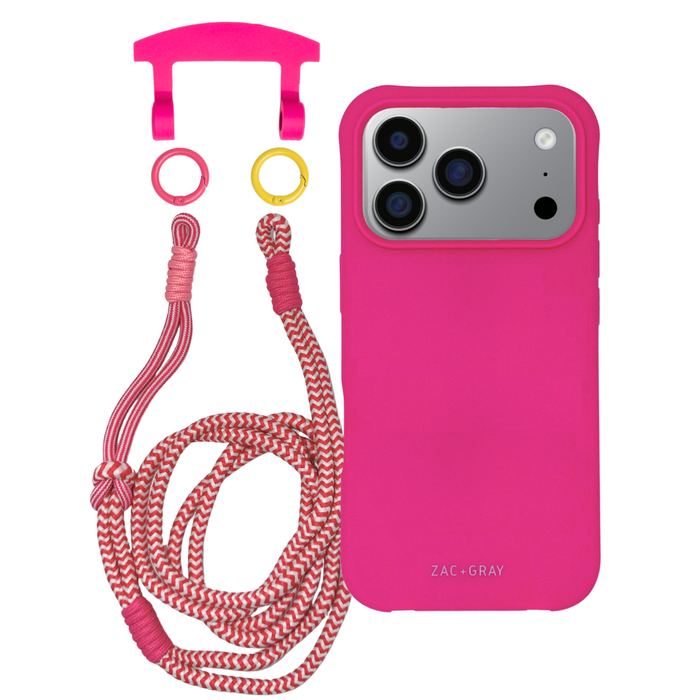 iPhone 17 Pro Max HOT PINK CASE + KNOTTED CORD