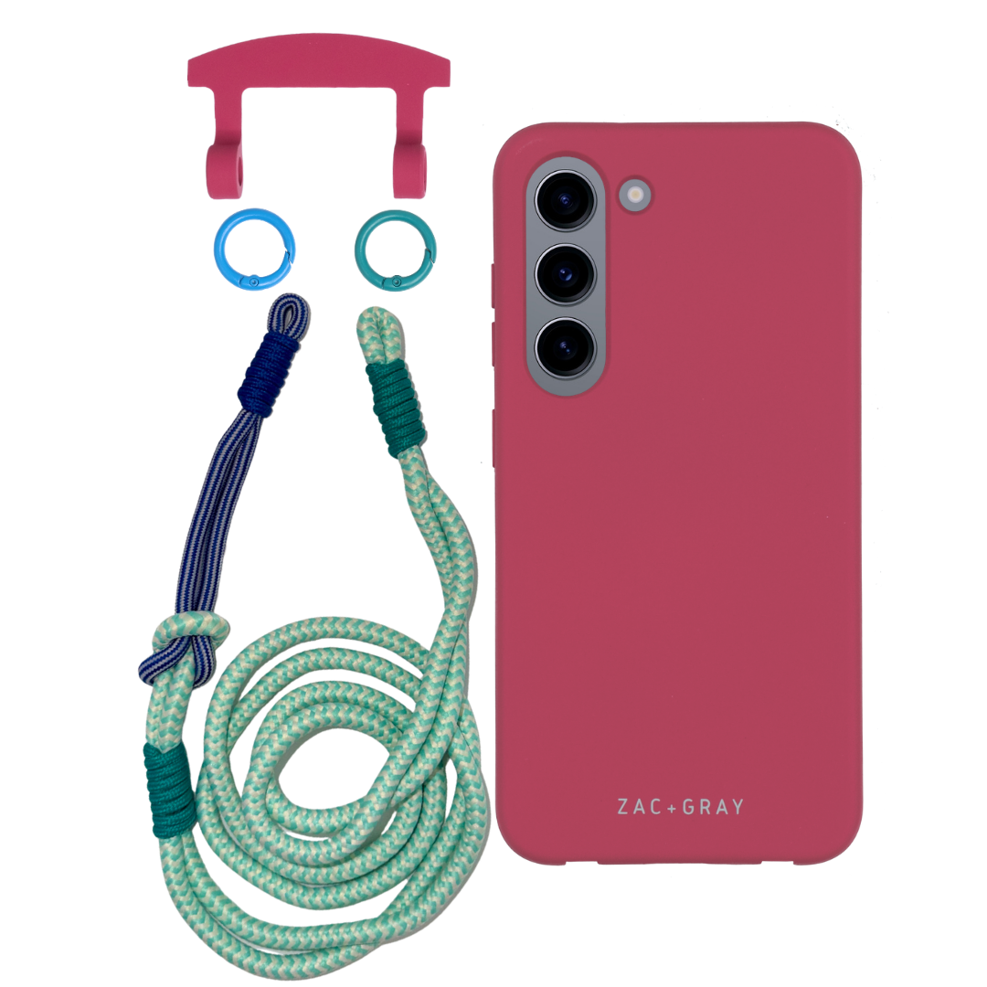 Samsung S23 RASPBERRY RED CASE + KNOTTED CORD