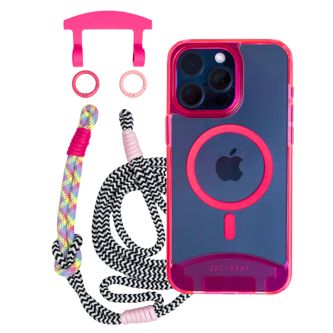 HOT PINK TRANSPARENT CASE WITH CORD - MAGSAFE