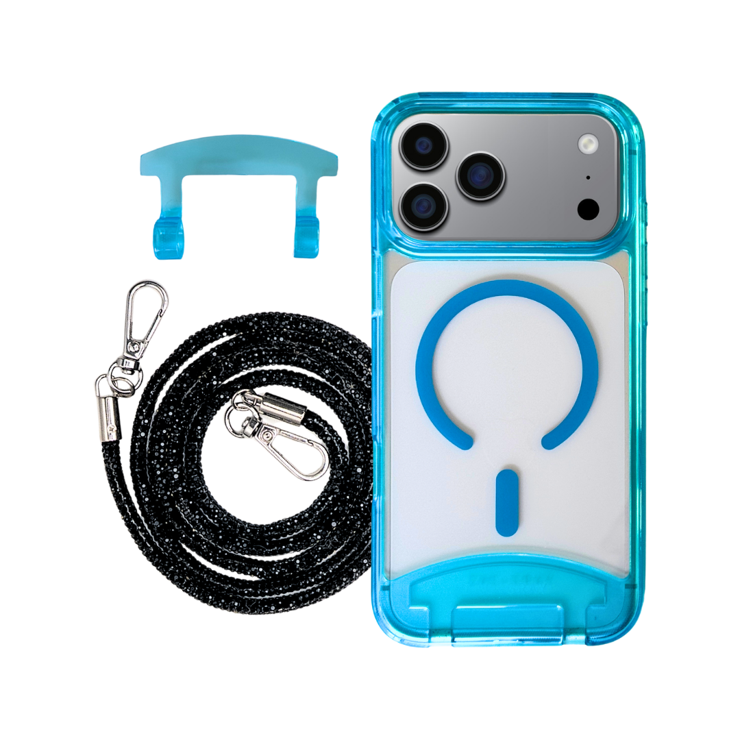 iPhone 17 Pro AQUAMARINE TRANSPARENT CASE + CRYSTAL CORD