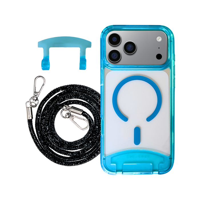 iPhone 17 Pro AQUAMARINE TRANSPARENT CASE + CRYSTAL CORD