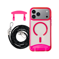 iPhone 17 Pro HOT PINK TRANSPARENT CASE + CRYSTAL CORD