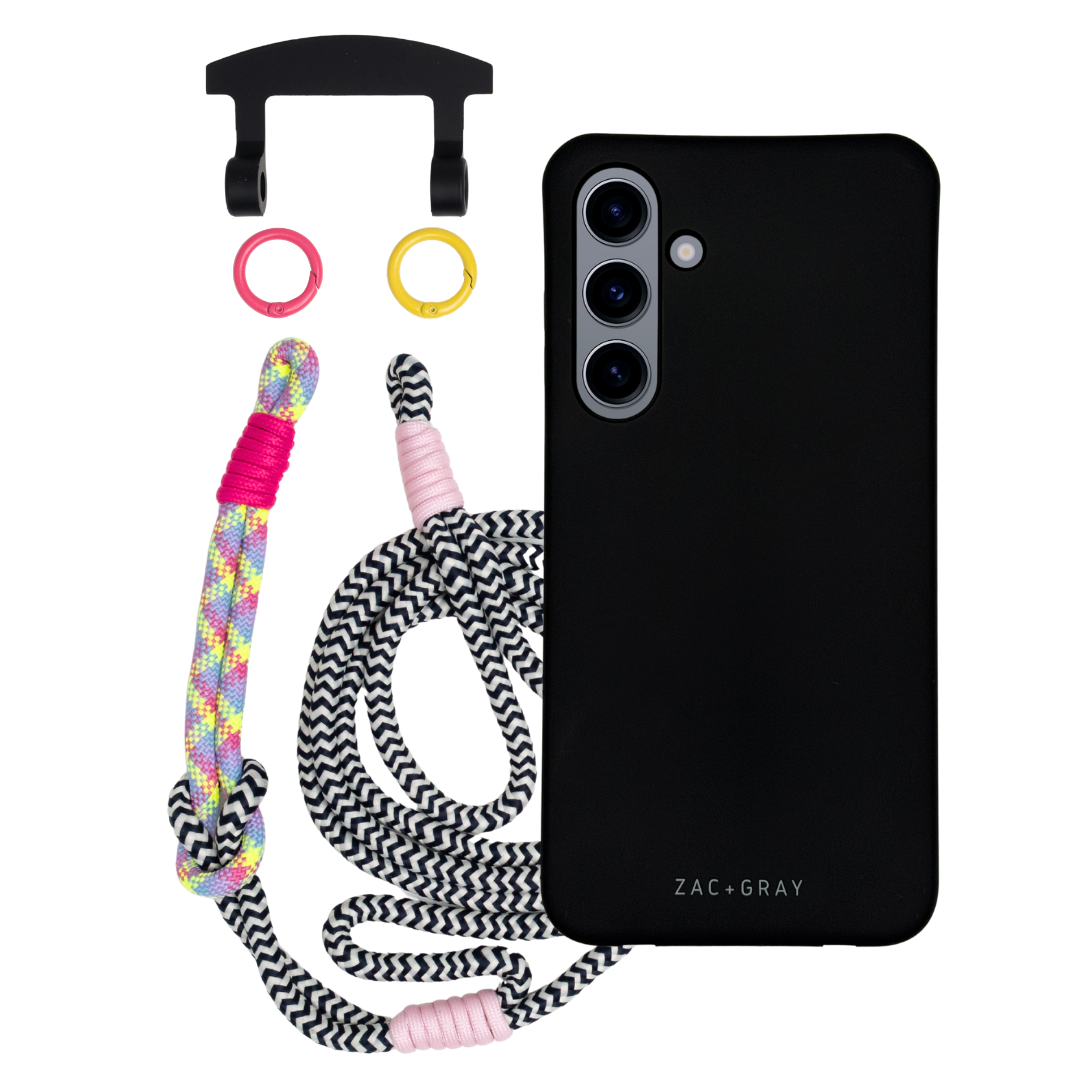 Samsung S24 MIDNIGHT BLACK CASE + KNOTTED CORD