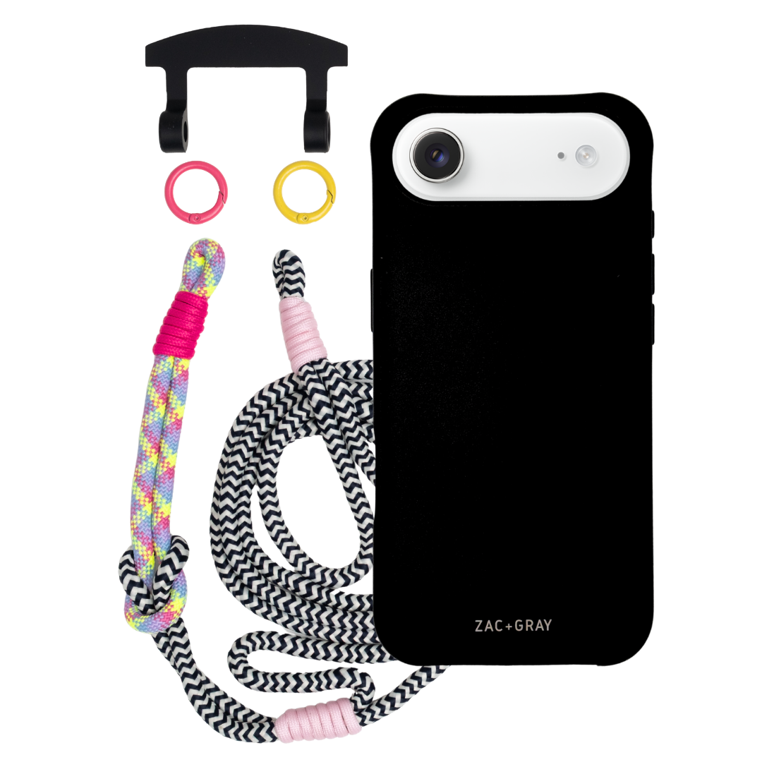 iPhone 17 Air MIDNIGHT BLACK CASE + KNOTTED CORD
