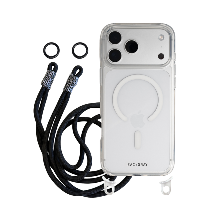 iPhone 17 Pro Max CRYSTAL CLEAR TRANSPARENT CASE + KNOTTED CORD