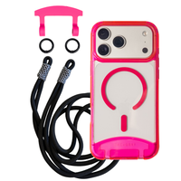 HOT PINK TRANSPARENT CASE + KNOTTED CORD