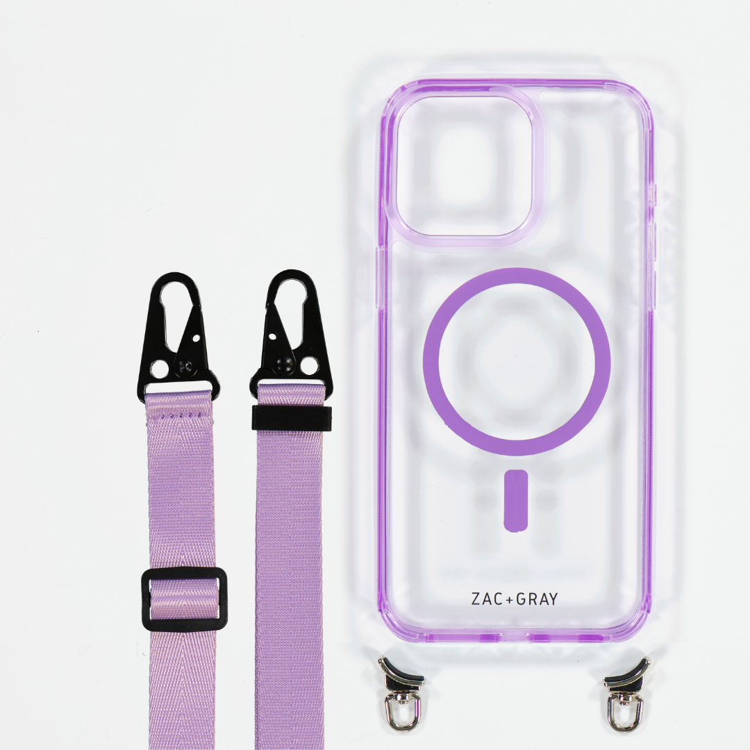 LAVENDER TRANSPARENT CASE WITH STRAP - MAGSAFE