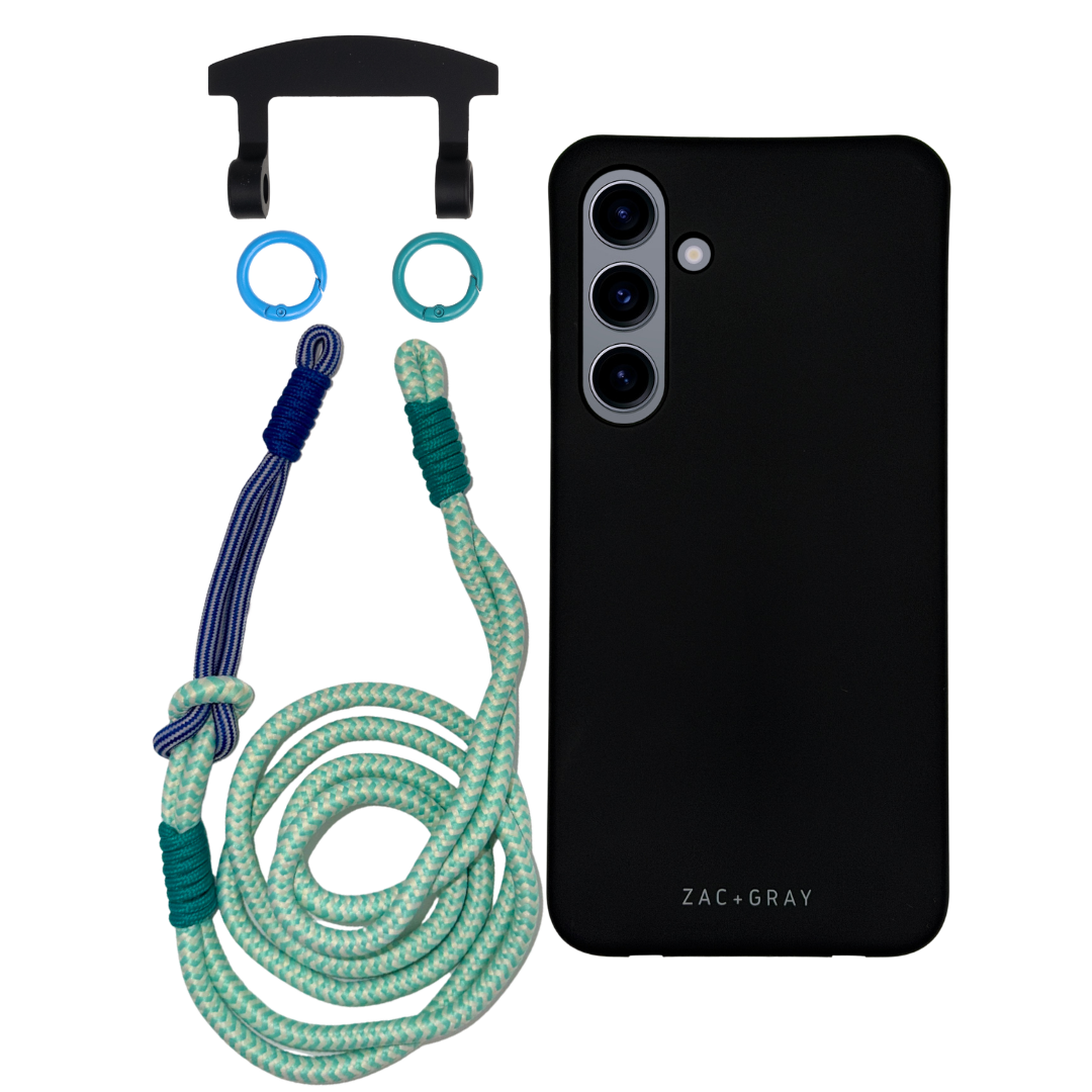 Samsung S24 MIDNIGHT BLACK CASE + KNOTTED CORD