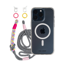 CRYSTAL CLEAR TRANSPARENT CASE WITH ELECTRIC BLOOM KNOTTED CORD - MAGSAFE