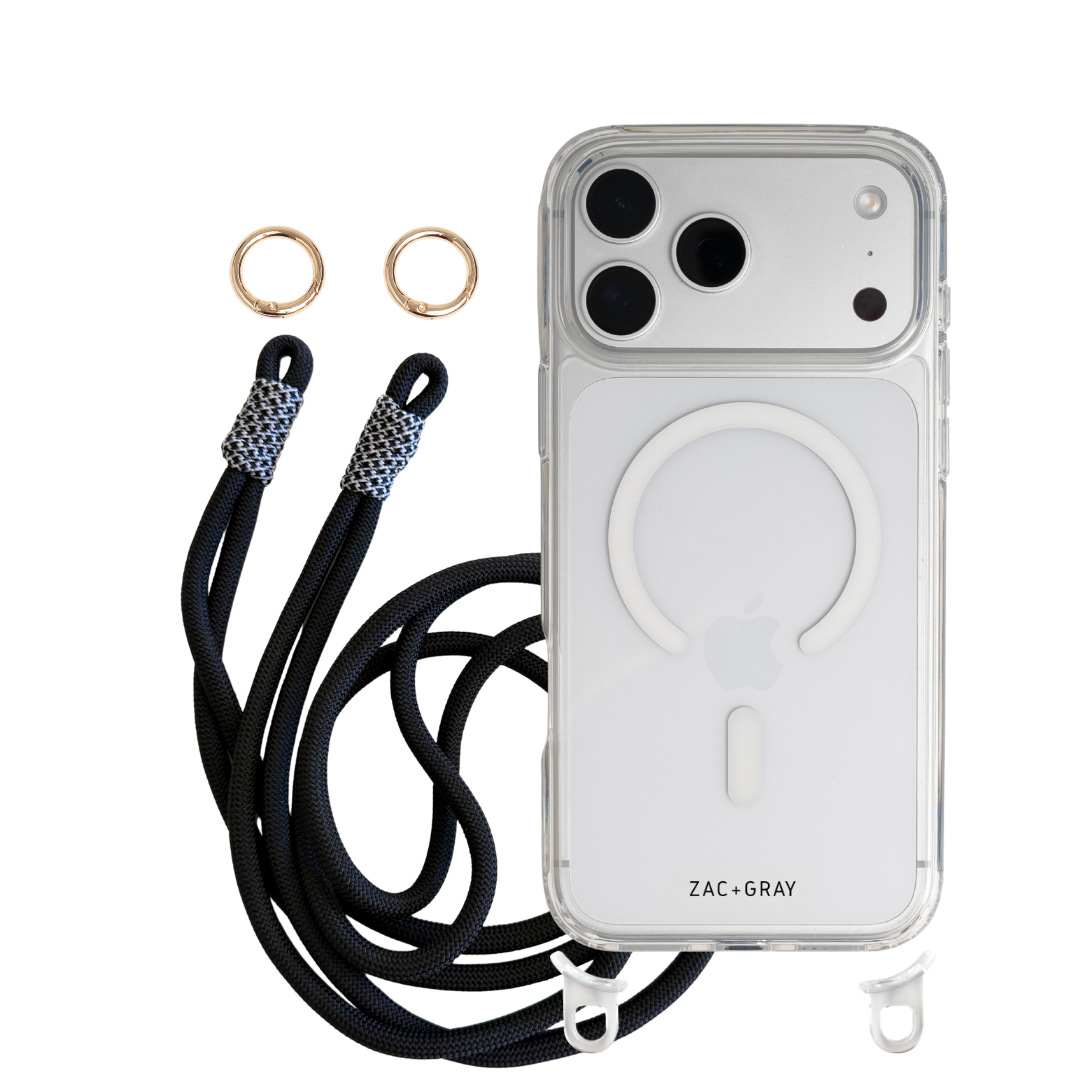 iPhone 17 CRYSTAL CLEAR TRANSPARENT CASE + KNOTTED CORD