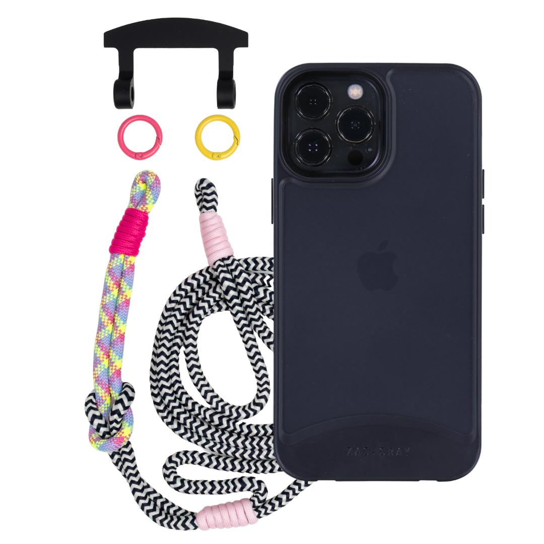 iPhone 12 Pro Max MIDNIGHT BLACK FROSTED CASE + KNOTTED CORD