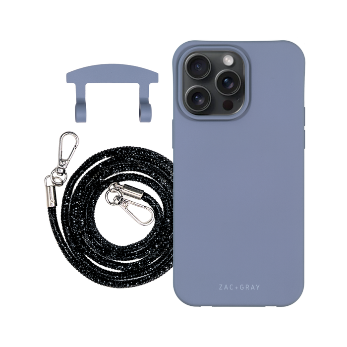 iPhone 15 Pro Max BLUE FOG CASE + CRYSTAL CORD
