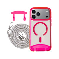 iPhone 17 Pro HOT PINK TRANSPARENT CASE + CRYSTAL CORD