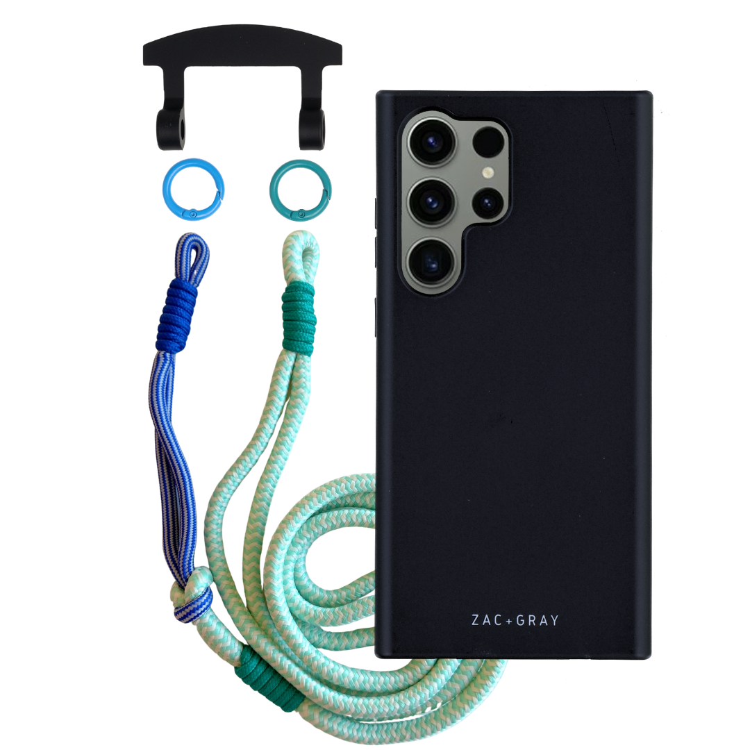 Samsung S25 Ultra MIDNIGHT BLACK CASE + KNOTTED CORD