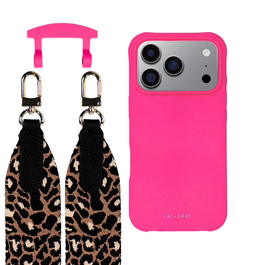 iPhone 17 Pro HOT PINK CASE + PATTERNED STRAP