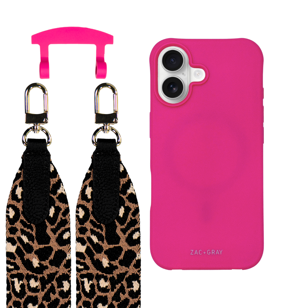 iPhone 17 HOT PINK CASE + PATTERNED STRAP